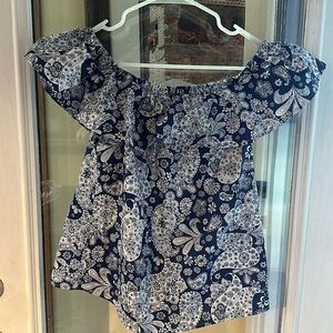 Brooks Brothers size 6 Floral paisley off shoulder ruffle top